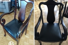 Antique Dining chair wood restoration seat upholstery change leather fix