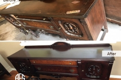 Antique Dresser Credenza refinishing discoloration repair stain lacquer water damage