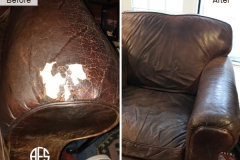 Antique leather furniture arm tear deterioration crack repair patch fill dye