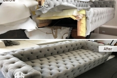 Couch Disassembly Chesterfield Tufted Sofa bed Disassembling Reassembly break down take apart to fit into narrow tight elevator doorway hallway stairway furniture fit problem