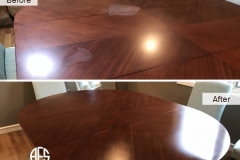Dining table top heat mark removal water mark removal finish restore refinishing polishing furniture wooden scratch