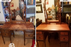 Mirror Vanity Antique Credenza Dresser refinishing restorore veneer laminate stain change hardware shop detail work on wood