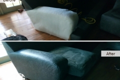 Partial Reupholstery of the chair arm furniture upholstery part installation animal damage dog cat leather change
