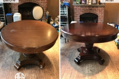 Round Oval leaf wooden table complete top base refinishing staining lacquer