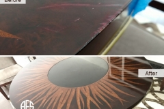 Round Table Poly High Gloss Finish Stain Damage Refinishing chip scratch top restoration