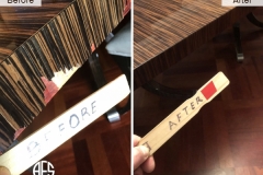 Table Cabinet Chipped broken missing damaged tiger veneer repair fill recreate finish