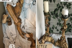 antique art candle holder lamp broken repair restoration brass plaster crack break