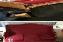 antique furniture seat spring board frame support wood rail cracked broken repair and restore