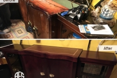 cabinet dresser furniture desk table restoration furniture refinishing wood leather top hardware hinges stain color change