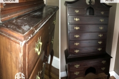 drawer chest high boy antique cabinet restoration refinishing color stain change