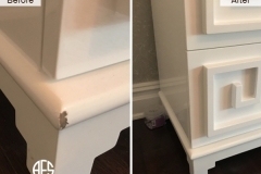 white hight super gloss lacquer gouged corner furniture cabinet table repair fill touchup lacquer