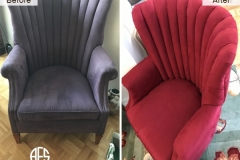 wing back channel tufted crown chair re-upholstery color fabric  change